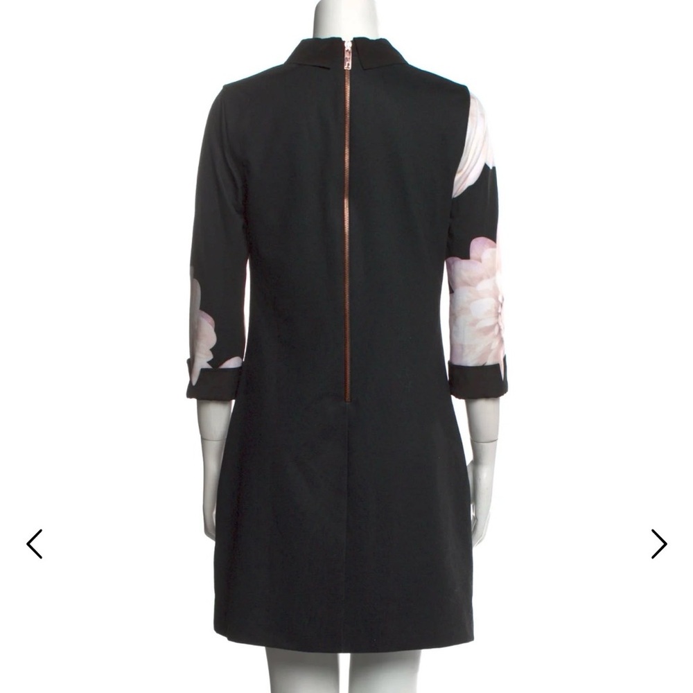 SOLD. Ted Baker Black Dress with Pink Floral Design - Picture 2 of 8